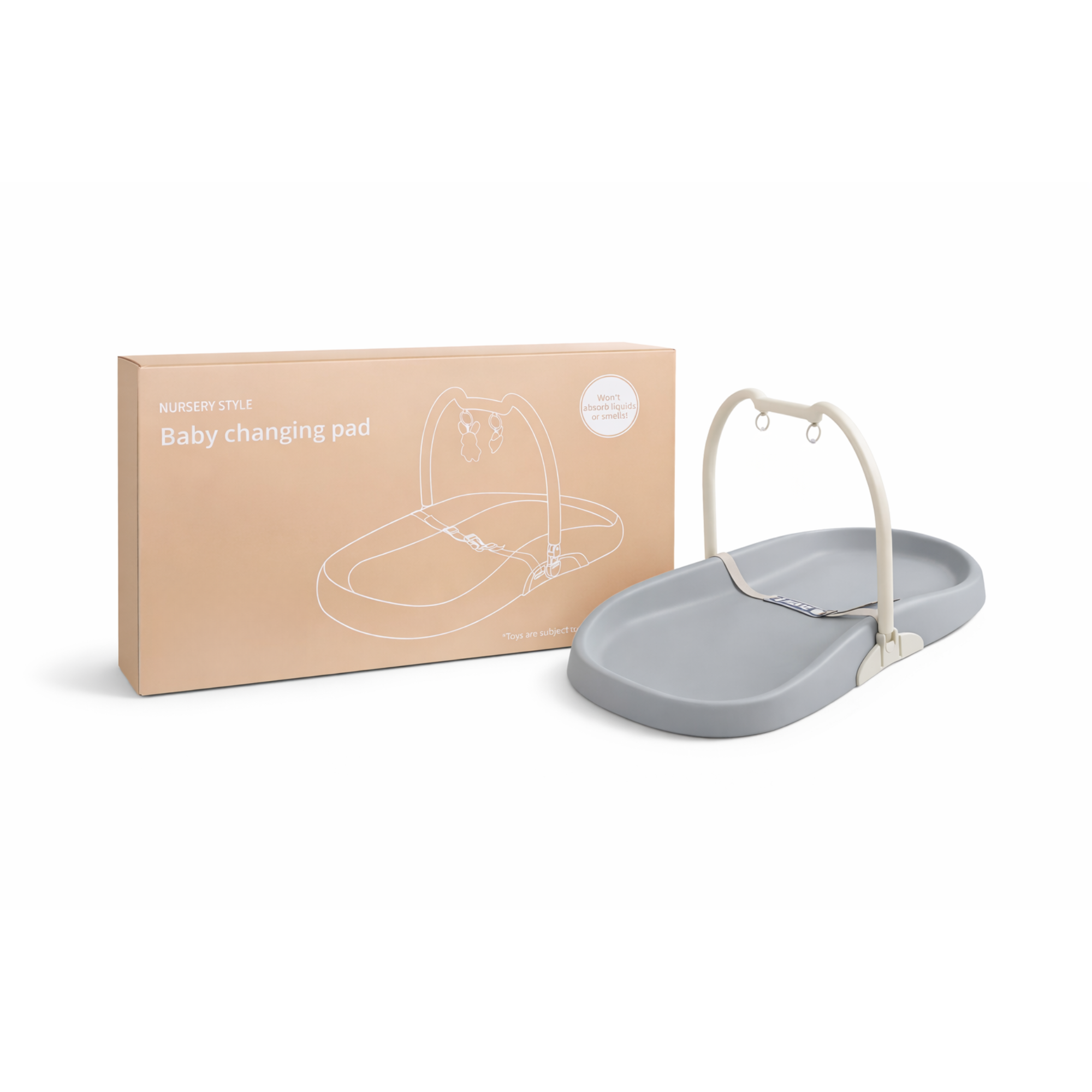 Stellematte med sele og avtakbar lekebue, Grå