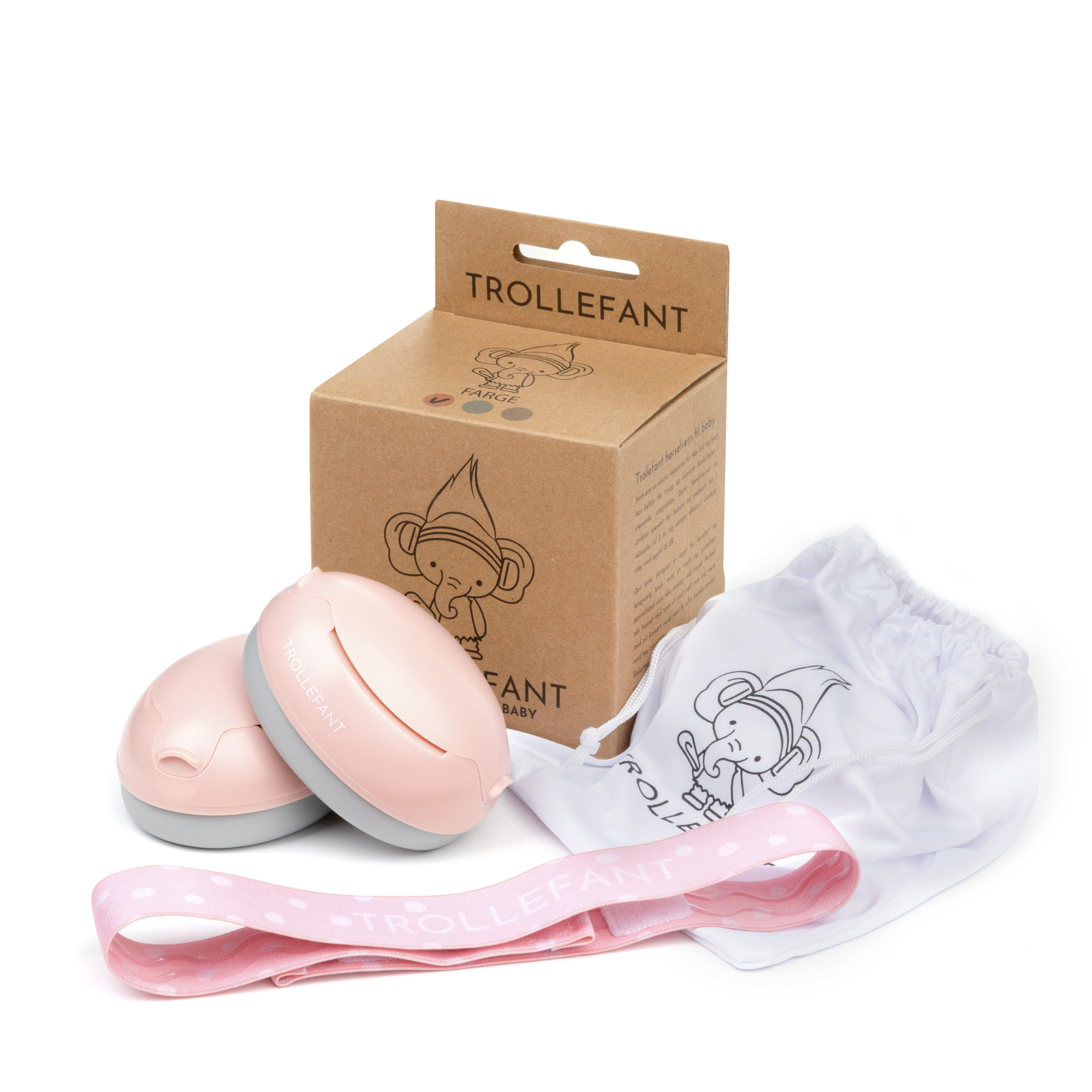 Trollefant hørselsvern for baby, rosa