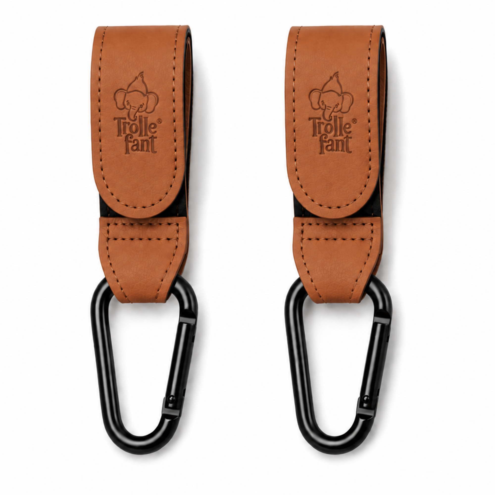 Trollefant Premium barnevognskroker 2-pack, cognac