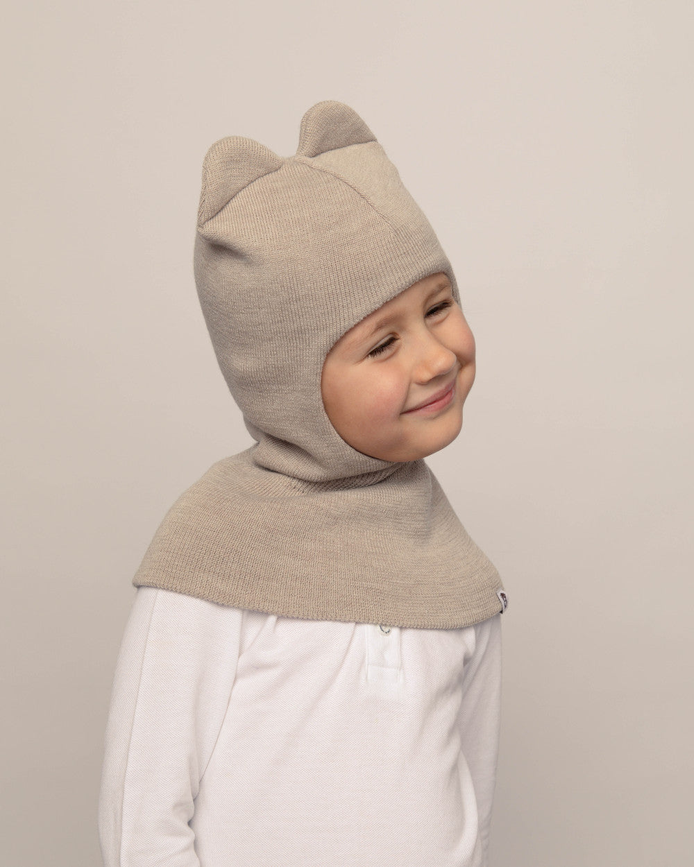 Balaklava i merinoull, beige