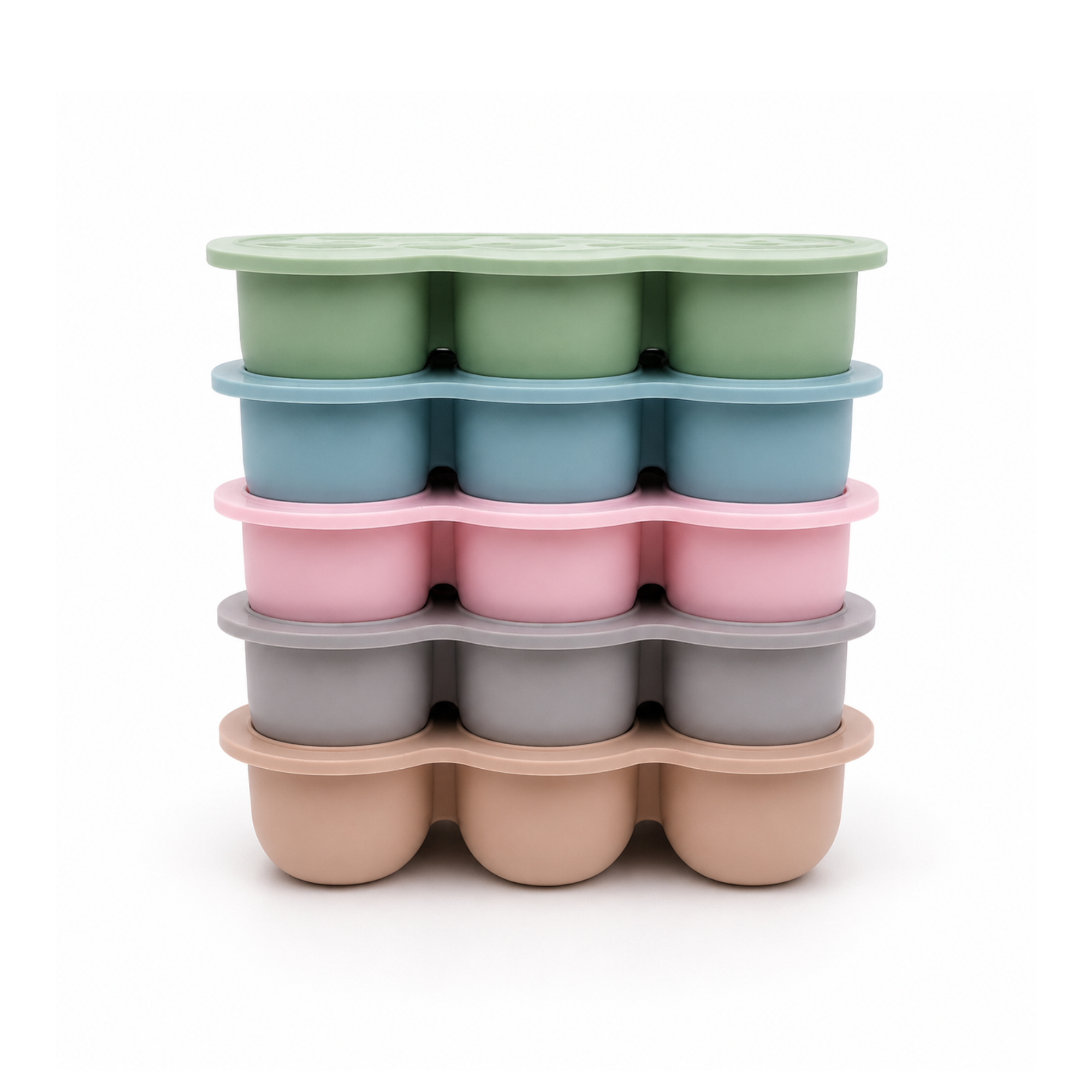 Trollefant fryseform med lokk – 9 x 60 ml (Beige)