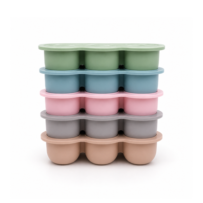 Trollefant fryseform med lokk – 9 x 60 ml (Beige)