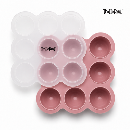 Trollefant fryseform med lokk – 9 x 60 ml (Rosa)