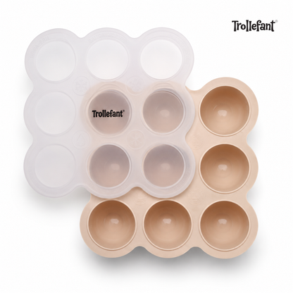 Trollefant fryseform med lokk – 9 x 60 ml (Beige)