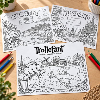 Trollefant Tegnebok – Trollefant oppdager Europas flagg