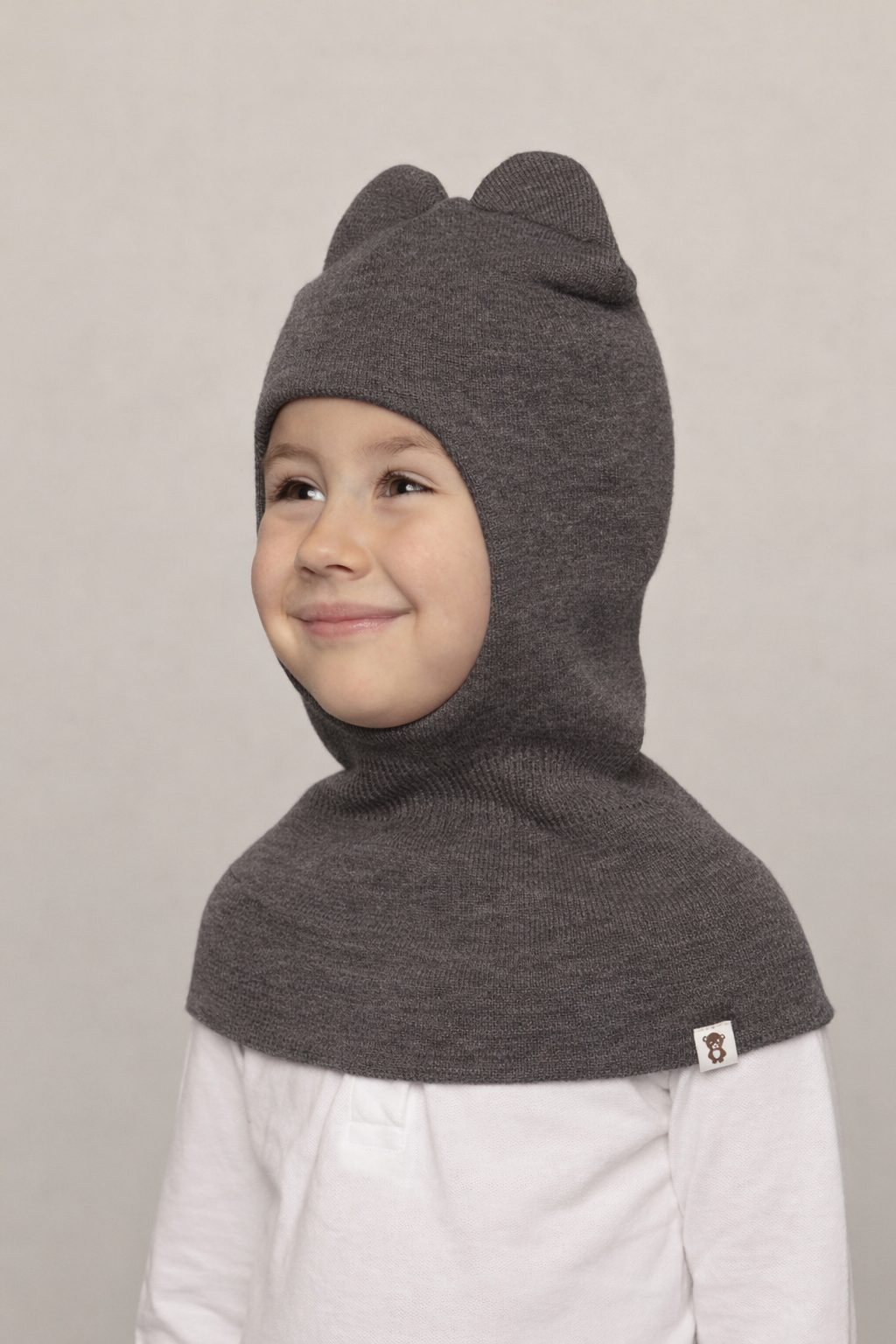 Balaklava i merinoull, grå