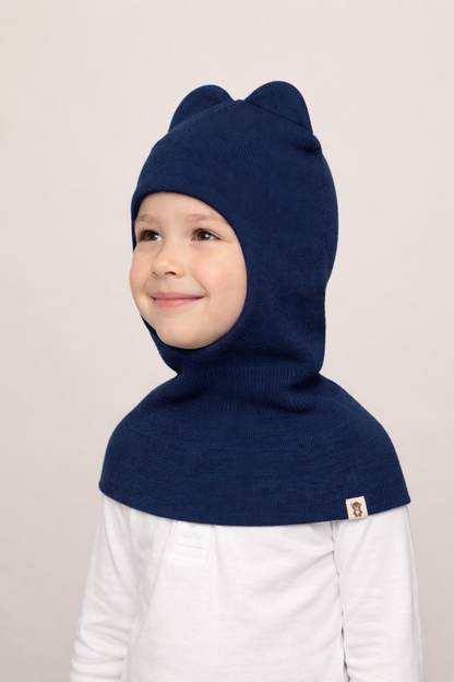 Balaklava i merinoull, marinblå
