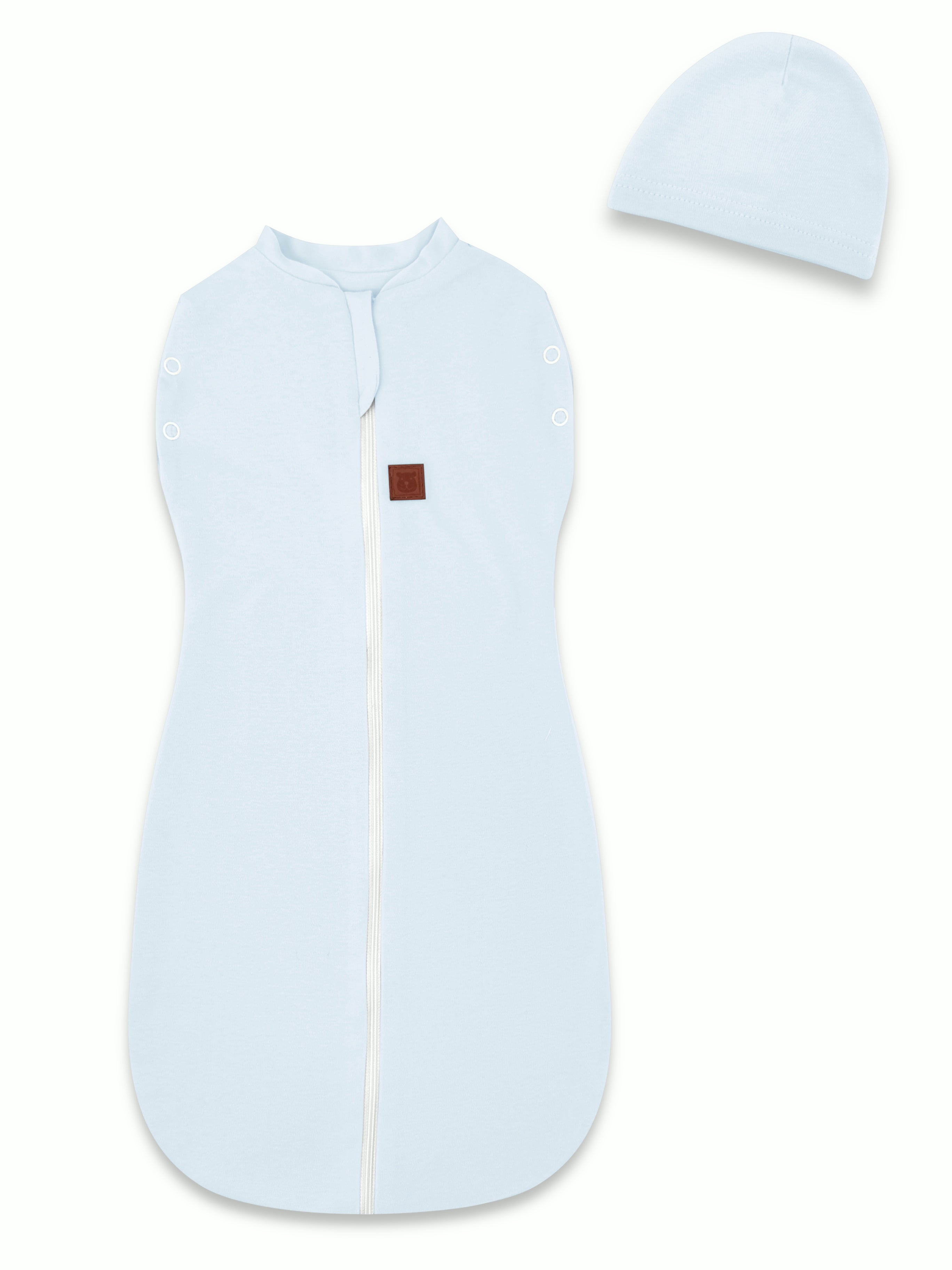 MimiNu Sovepose Rund, Baby Blue - inkludert lue