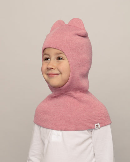 Balaklava i merinoull, rosa